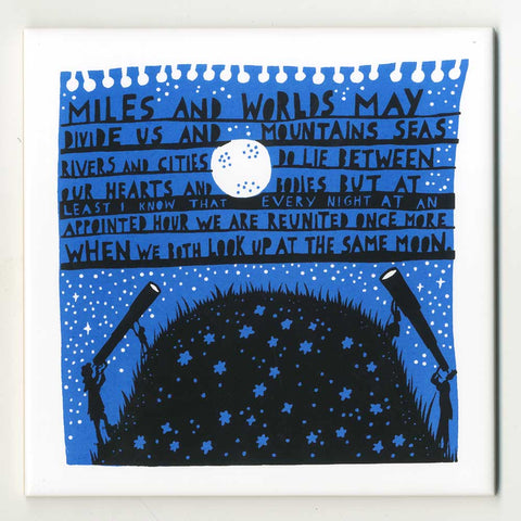 'Miles And Worlds' Ceramic Tile. Blue Edition.