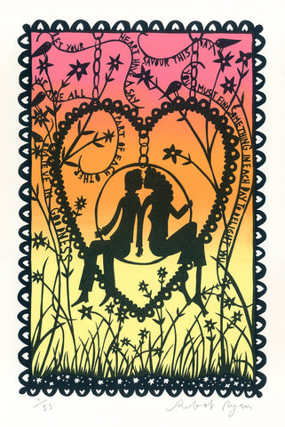 'Believe In Goodness' Screenprint. Sunset Blend Version