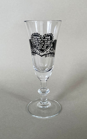 'Goodbye 2021 ! Hello 2022 !'.  Sherry/Liqueur Glass
