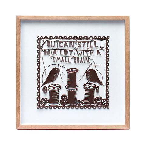 'Small Brain' Framed Papercut