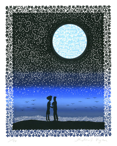 'Your Light' (Blue Sunset) Screenprint with Blue Moon