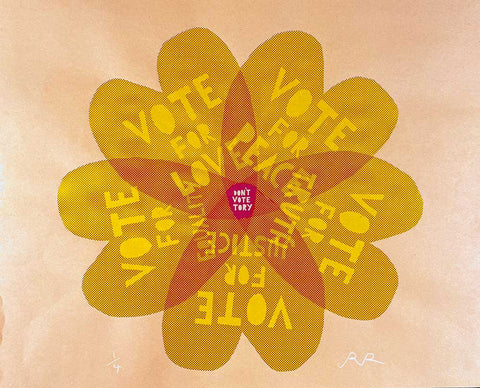 'Don't Vote Tory' two color screenprint on beige sugar paper