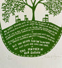 The Mother of our Garden' Screenprint on Indian Khadi paper. Green Edition