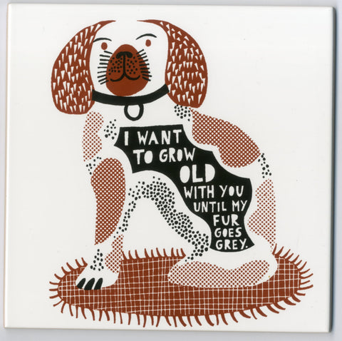 'All we can do  I Want To Grow Old With You Until My Fur Goes Grey' Ceramic Tile c