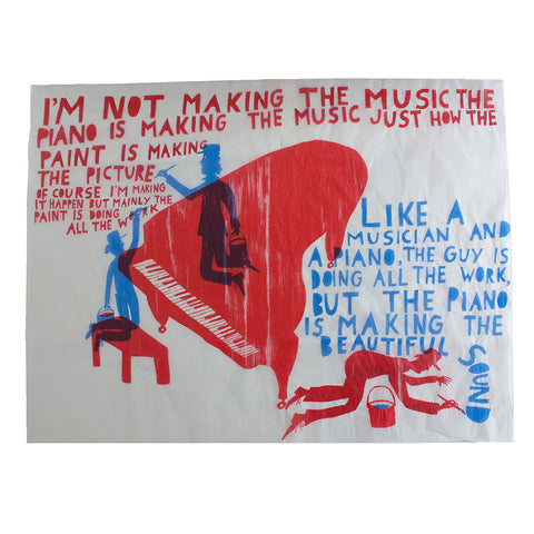 'The Piano is making the music' Screenprint on Tissue Paper
