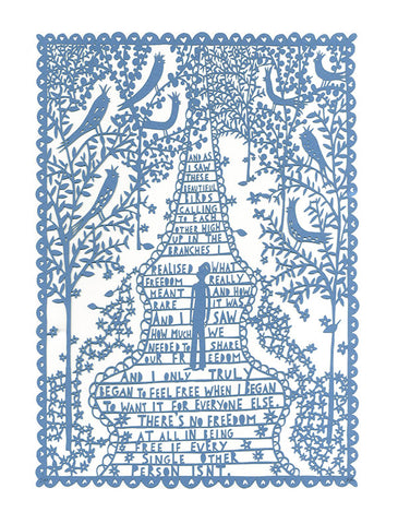 'I Realised What Freedom Really Meant' Light Blue Lasercut