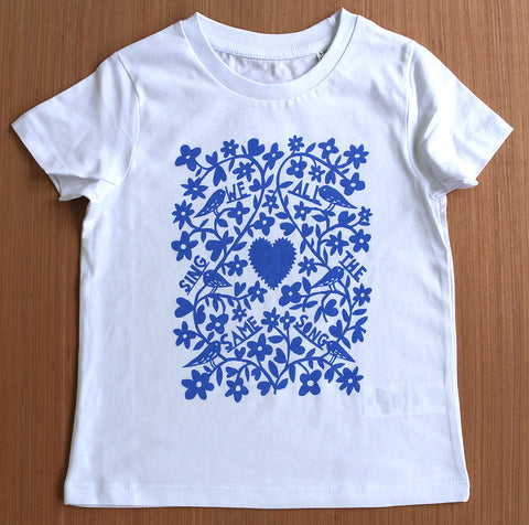 T-Shirt. 'We All Sing The Same Song' Blue - Child Sized
